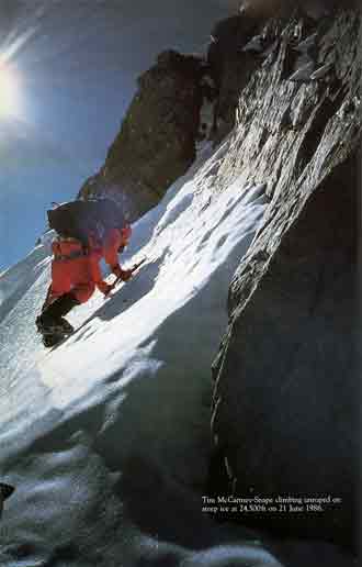 
Tim Macartney-Snape Climbing Unroped At 7460m On Steep Ice On Gasherbrum IV June 21, 1986 - Thin Air Encounters In The Himalaya book
